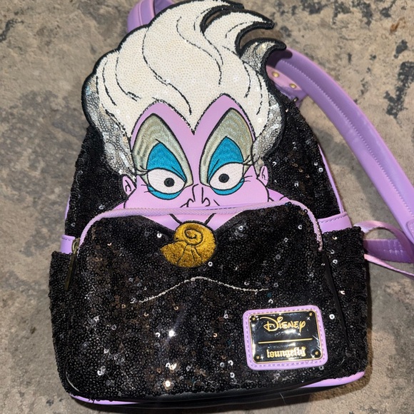 Loungefly Disney Ursula Sequin Backpack - Black and Lavender - Picture 2 of 5